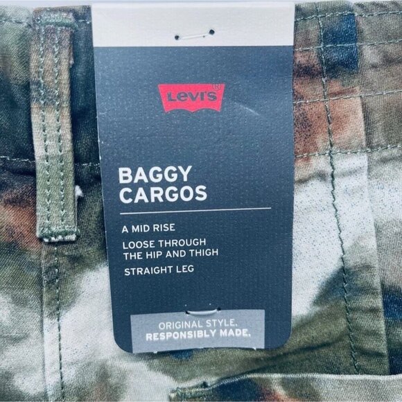 Levi’s Baggy Pants Sz 23x30 Women’s Cargo A Mid Rise Straight Leng Green New - Picture 12 of 15